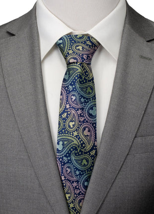 Disney Mickey Mouse Silhouette Iridescent Paisley Navy Tie