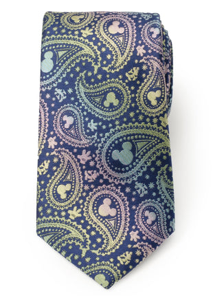 Disney Mickey Mouse Silhouette Iridescent Paisley Navy Tie