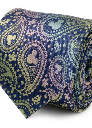 Disney Mickey Mouse Silhouette Iridescent Paisley Navy Tie