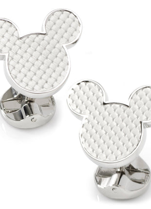 Disney Mickey Mouse Silhouette Basket Weave Cufflinks