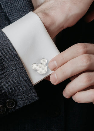 Disney Mickey Mouse Silhouette Basket Weave Cufflinks