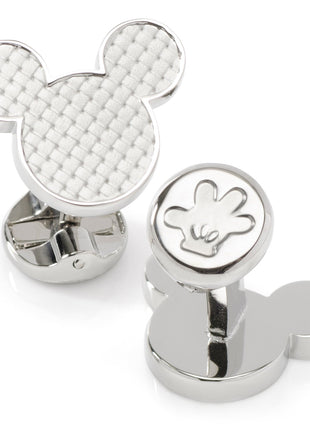 Disney Mickey Mouse Silhouette Basket Weave Cufflinks