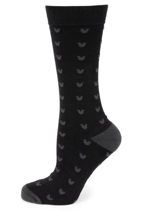Disney Mickey Mouse Silhouette Motif Black Sock and Mickey Blue Lapel Pin Gift Set