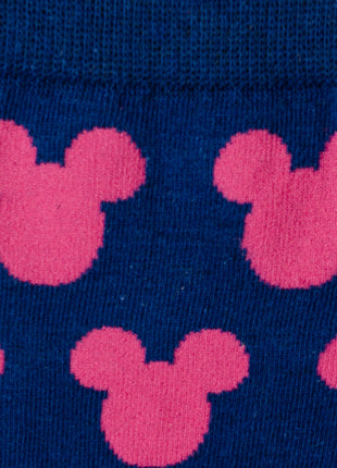 Disney Mickey Mouse Silhouette Pink Sock and Mickey Blue Lapel Pin Gift Set