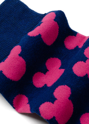 Disney Mickey Mouse Silhouette Pink Sock and Mickey Blue Lapel Pin Gift Set