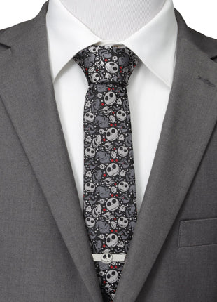 Disney The Nightmare Before Christmas Black Gray Pattern Men's Tie