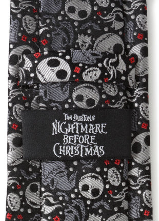 Disney The Nightmare Before Christmas Black Gray Pattern Men's Tie