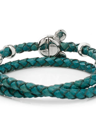 Disney Mickey Mouse Silhouette Teal Leather Wrap Bracelet