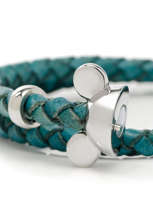 Disney Mickey Mouse Silhouette Teal Leather Wrap Bracelet
