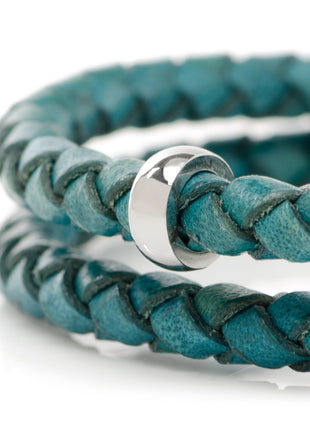 Disney Mickey Mouse Silhouette Teal Leather Wrap Bracelet
