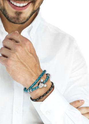 Disney Mickey Mouse Silhouette Teal Leather Wrap Bracelet