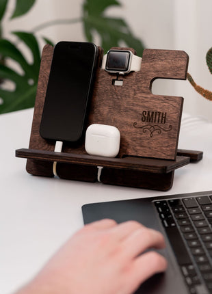Wooden Docking Station – Personalized Gift for Him