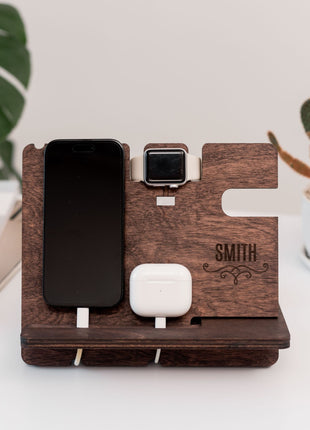 Wooden Docking Station – Personalized Gift for Him