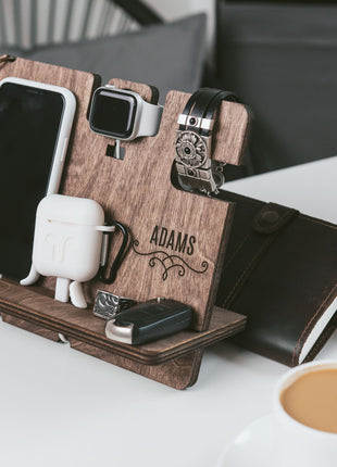 Wooden Docking Station – Personalized Gift for Him