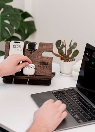 Wooden Docking Station – Personalized Gift for Him
