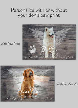 Personalized Dog Memorial Canvas with Paw Print
