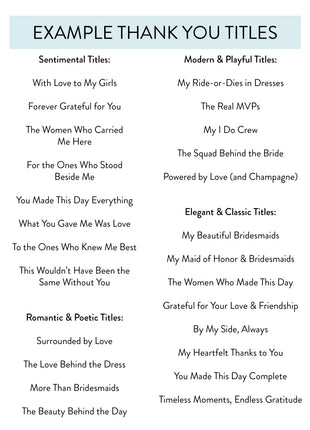 Bridesmaid & Maid of Honor Photo Canvas • Custom Thank You Gift