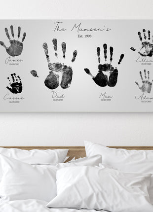 Custom Family Handprint Canvas Art, Personalized Family Gift