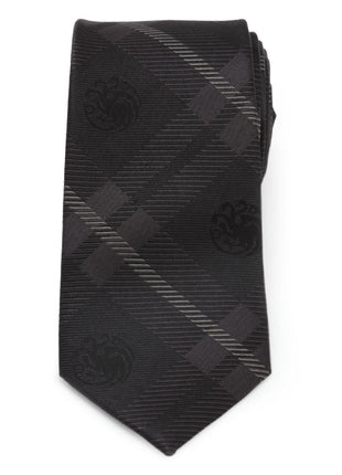 Game of Thrones Targaryen Dragon Black Plaid Silk Men's Tie