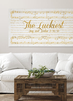 Gold Sheet Music and Lyrics Wall Art