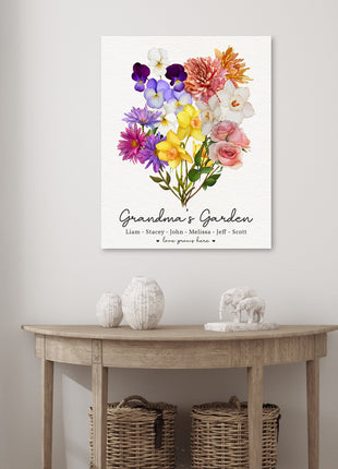 Custom Grandma's Garden Canvas with Grandkids Names