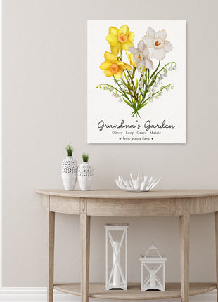 Custom Grandma's Garden Canvas with Grandkids Names