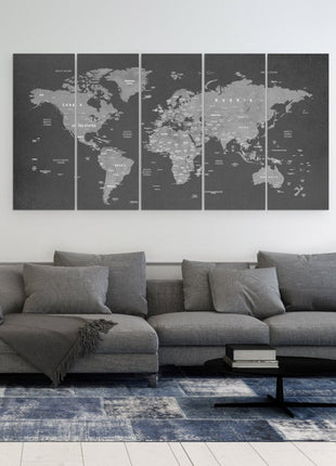 World Map Canvas Art - 5 Piece Art
