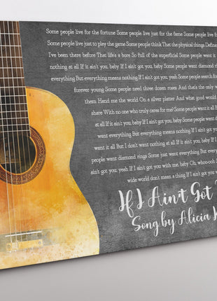 Song Lyrics Canvas with Guitar Design