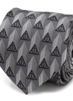 Harry Potter Deathly Hallows Gray Silk Men's Tie