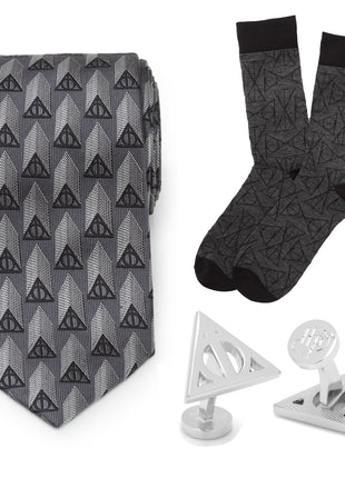 Harry Potter Deathly Hallows Gray Necktie Gift Set