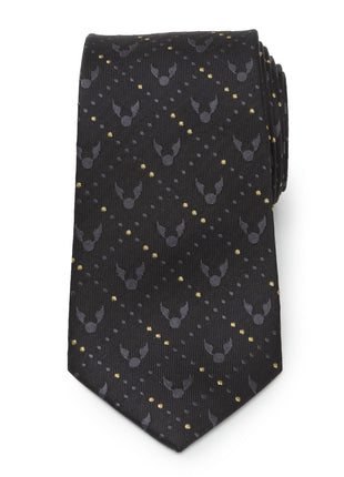 Harry Potter Golden Snitch Black Silk Men's Tie