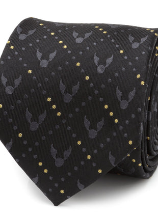 Harry Potter Golden Snitch Black Silk Men's Tie