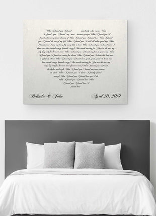 Lyrics In A Heart Canvas - Personalized Canvas