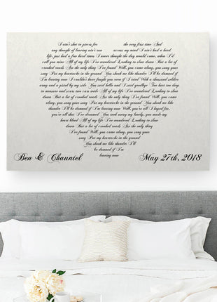 Lyrics In A Heart Canvas - Personalized Canvas