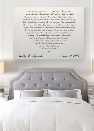 Lyrics In A Heart Canvas - Personalized Canvas