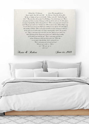 Lyrics In A Heart Canvas - Personalized Canvas