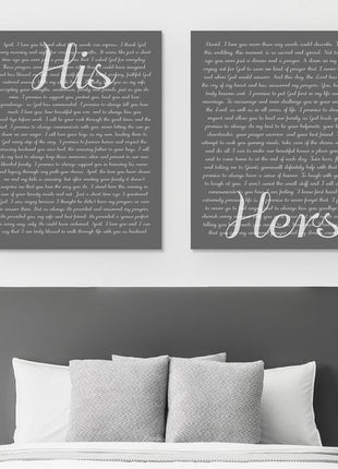 His And Her Vows 2 Piece Canvas Second Anniversary Gift