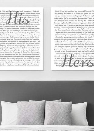 His And Her Vows 2 Piece Canvas Second Anniversary Gift