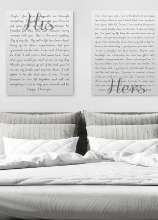 His And Her Vows On Canvas - Personalized Wall Art