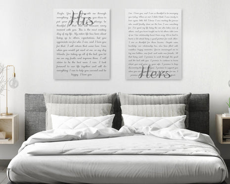 His And Her Vows 2 Piece Canvas Second Anniversary Gift