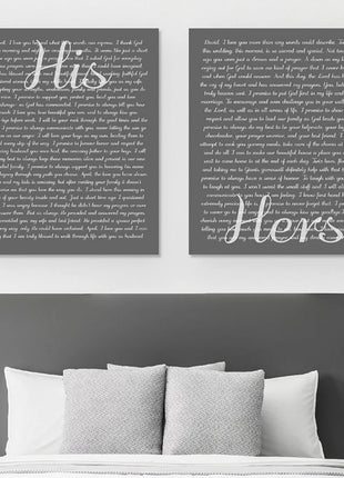 His And Her Vows On Canvas - Personalized Wall Art