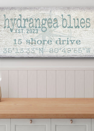 Personalized Home Name Coordinates Canvas Sign