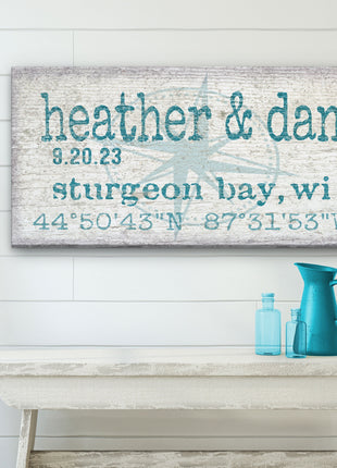 Personalized Home Name Coordinates Canvas Sign