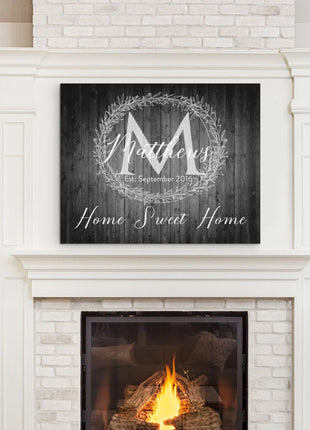 Home Sweet Home Dark Monogram Sign