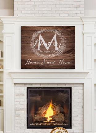Home Sweet Home Dark Monogram Sign