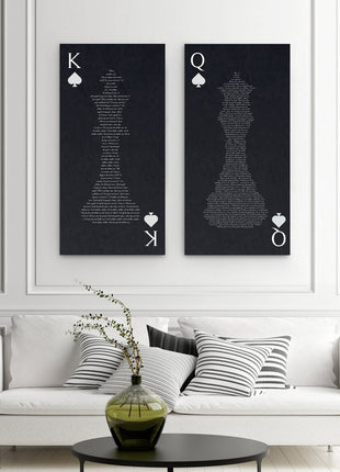 King And Queen 2 Piece Canvas With Song Or Vows Second Anniversary Gift