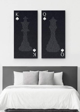 King And Queen 2 Piece Canvas With Song Or Vows Second Anniversary Gift