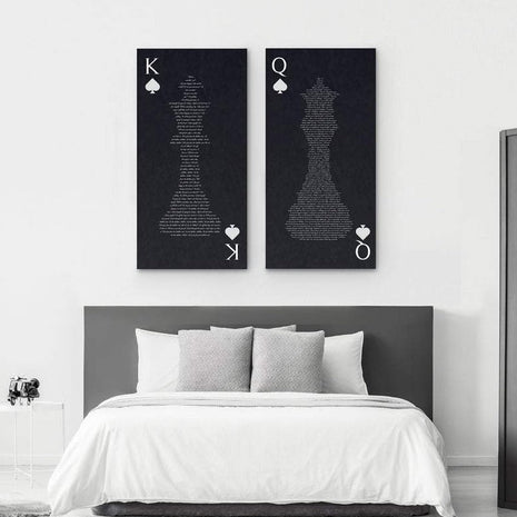 King And Queen 2 Piece Canvas With Song Or Vows Second Anniversary Gift