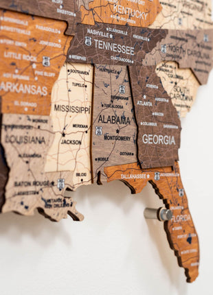 Wooden 3d LED Map of USA - Multicolor
