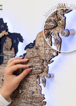 Wooden 3d LED Map of USA - Terra